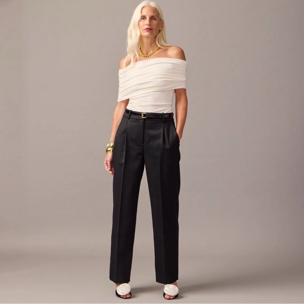 NEW $178 J.Crew Collection Straight Leg Essential Pant Black Wool Blend 16T Tall